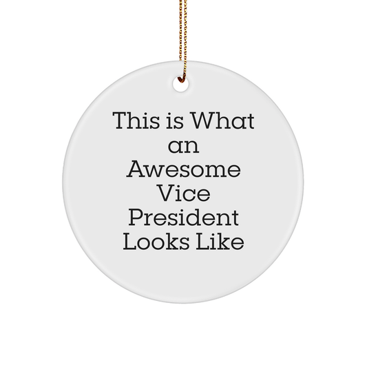 Funny Vice President Gifts for Men - Circle Ornament with Inspirational Quote - Gifts from Friends - 'This Is What An Awesome Vice President Looks Like' - Christmas Unique Gifts - Image 1