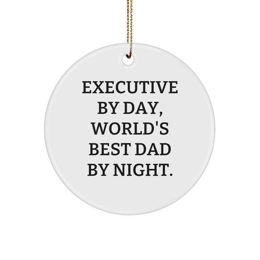 Executive Gifts Funny Circle Ornament 'By Day, World's Best Dad By Night' for Men from Family - Image 1
