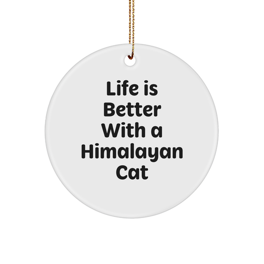 Himalayan Cat Lovers' Delight, Funny Circle Ornament Gifts from Friends, Family, or Coworkers for Christmas - Victory Thru Vision 