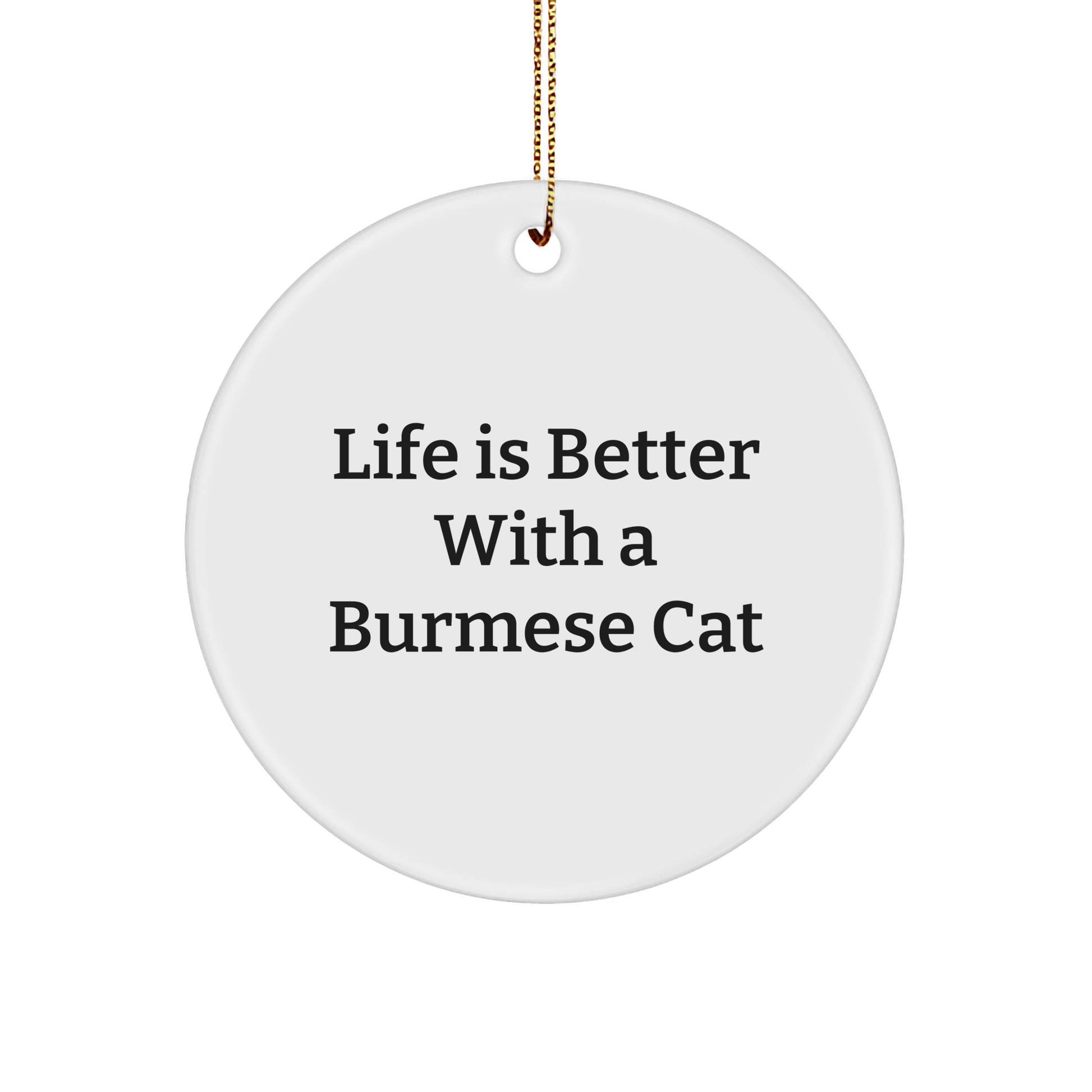 Funny Burmese Cat Gifts from Friends for Christmas Unique Circle Ornaments with Life Is Better Quote - Victory Thru Vision 