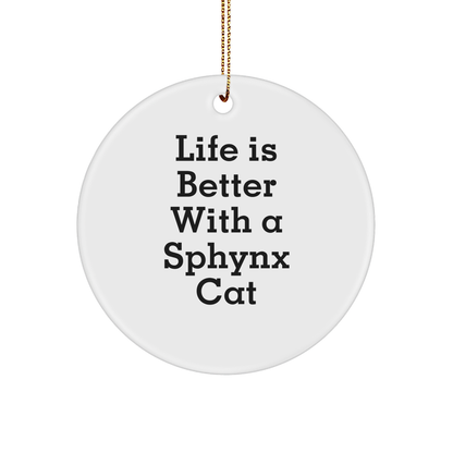 Sphynx Cat Lovers' Christmas Delight, Funny Circle Ornament Gifts from Friends for Sphynx Cat Enthusiasts - Victory Thru Vision 