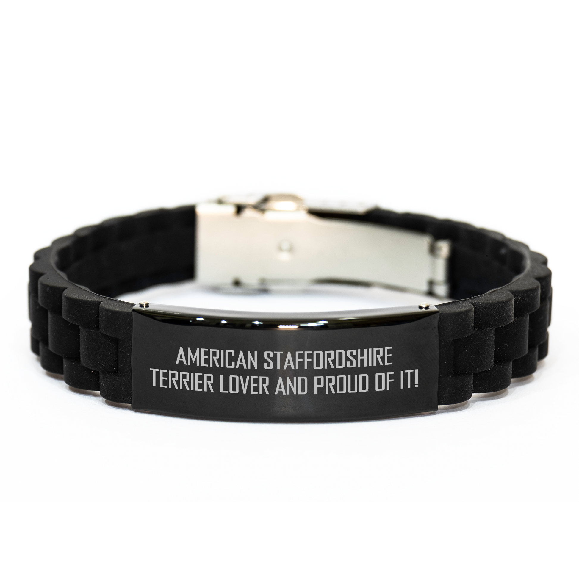 American Staffordshire Terrier Dog Lovers' Funny Gift, Glide lock Clasp Bracelet for Men, Gifts from Family, Unique Father's Day Unique Gifts for Him - Image 1