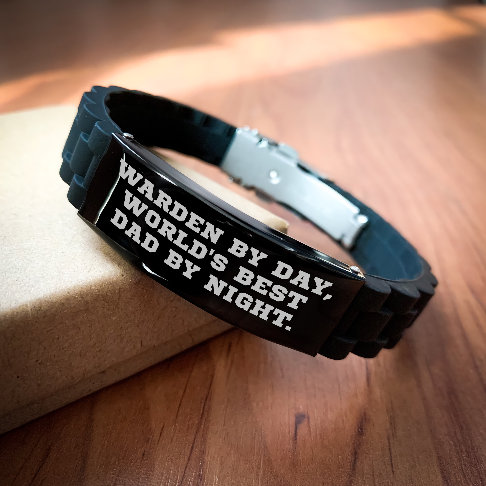 Warden's Best Dad, Gifts from Men, Warden Glide lock Clasp Bracelet, Funny Quote, Father's Day Unique Gifts - Image 2