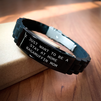 Ragamuffin Cat Mom Gifts for Men, Funny Quote Glide lock Clasp Bracelet, Gifts from Family to Father's Day Unique - Image 2