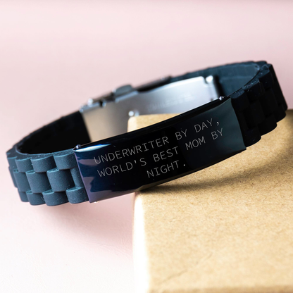 Underwriter Gifts by Day, World's Best Mom by Night Glide lock Clasp Bracelet for Men Father's Day Unique Gifts from Family - Image 3