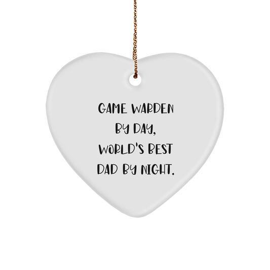 Game Warden Gifts from Friends - Funny Heart Ornament for Christmas - 'Game Warden By Day, World's Best Dad By Night.' - Image 1