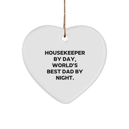 Funny Housekeeper Gifts by Day, Heart Ornament by Night, Christmas Unique Gifts for Housekeepers from Family - Victory Thru Vision 