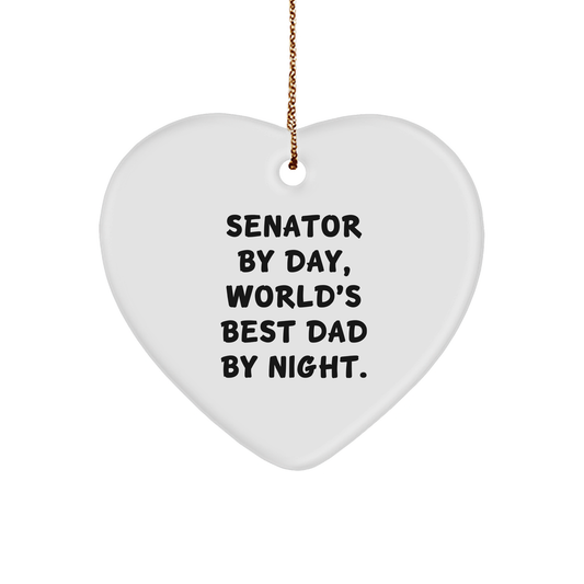 Senator Gifts: Funny Quote Heart Ornament, Gifts from Men, Gifts for Senator, Unique Christmas Ornament, Heart Shaped MDF, Sublimation Printing, Durable and Lightweight, Festive Gold Cord Included - Image 1