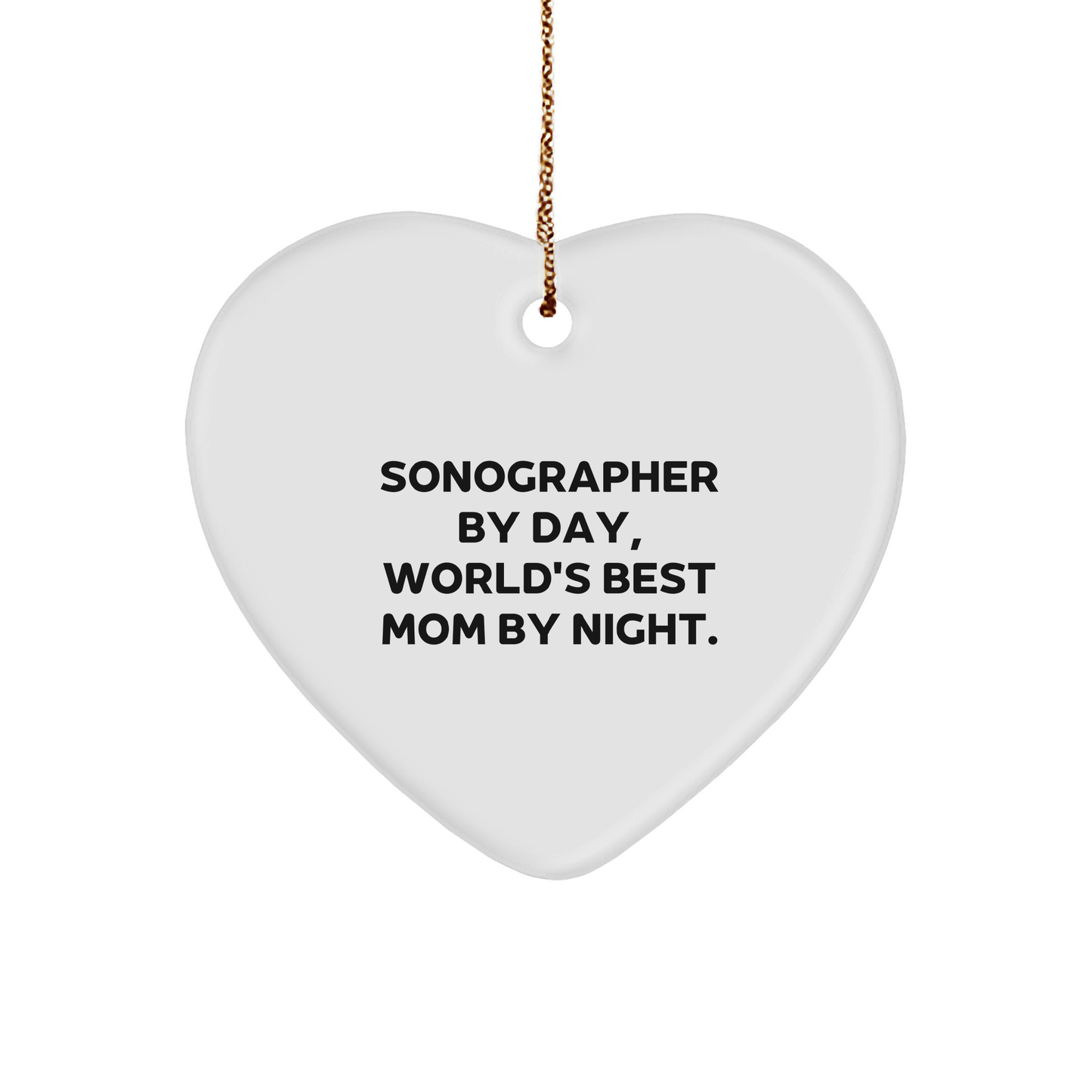 Sonographer Gifts from Friends, 'Sonographer By Day, World's Best Mom By Night.' Heart Ornament, Christmas Unique Presents for Men, Women, Family, and Coworkers - Image 1