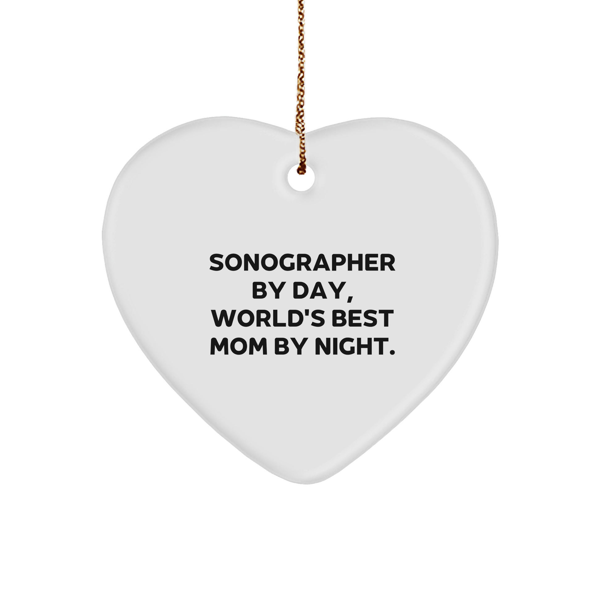 Sonographer Gifts from Friends, 'Sonographer By Day, World's Best Mom By Night.' Heart Ornament, Christmas Unique Presents for Men, Women, Family, and Coworkers - Image 1
