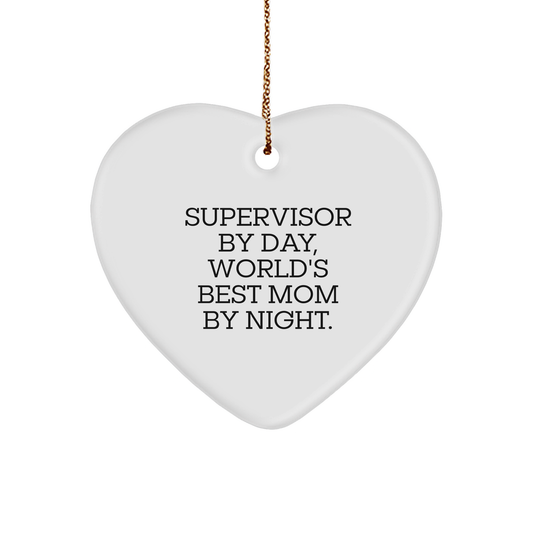 Supervisor Gifts from Men, Funny Heart Ornament for Supervisor, Christmas Unique Gifts for World's Best Mom By Night. - Image 1