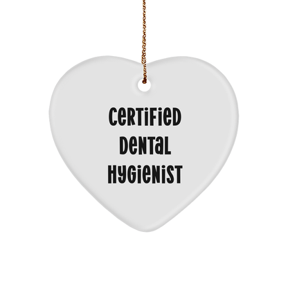 Funny Certified Dental Hygienist Gifts from Friends for Christmas - Heart Ornament - Victory Thru Vision 