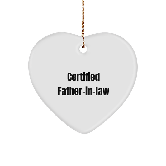 Funny Father-in-law Quotes Heart Ornament Gifts from Family for Christmas - Victory Thru Vision 