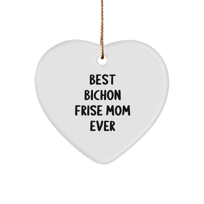Bichon Frise Dog Mom Gifts from Friends, Unique Heart Ornament for Christmas - Victory Thru Vision 