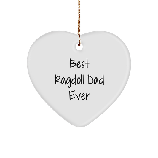 Ragdoll Cat Dad Gifts from Men, Best Ragdoll Dad Ever Heart Ornament for Christmas - Image 1