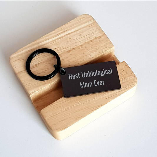 Unbiological Mom Gifts from Men - Best Unbiological Mom Ever Keychain, Inspirational Quote, Stainless Steel, Rust-Resistant, Mother's Day Unique Gifts - Victory Thru Vision 