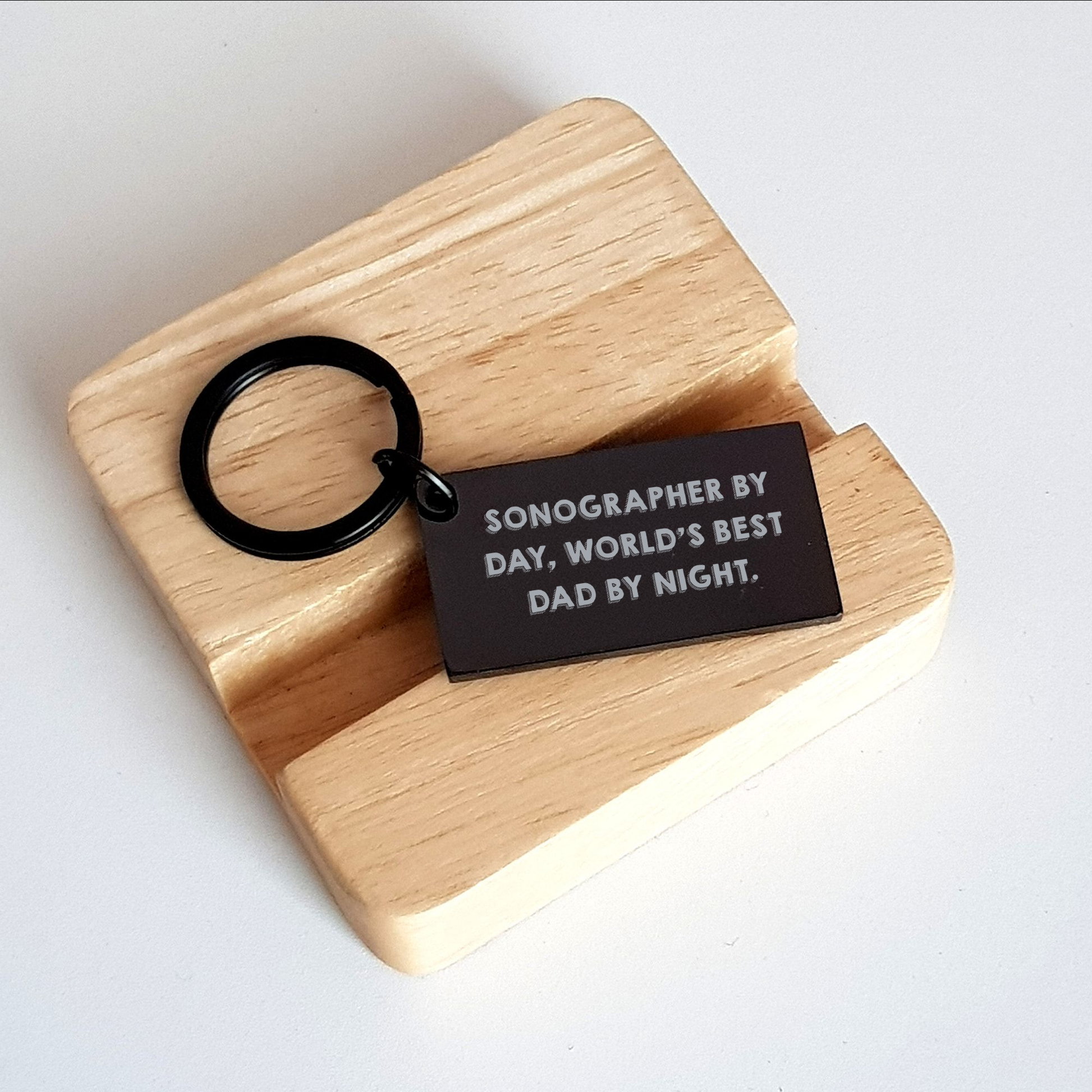 Sonographer Gifts Funny Keychain Unique Gifts from Men to World's Best Dad By Night. - Image 2