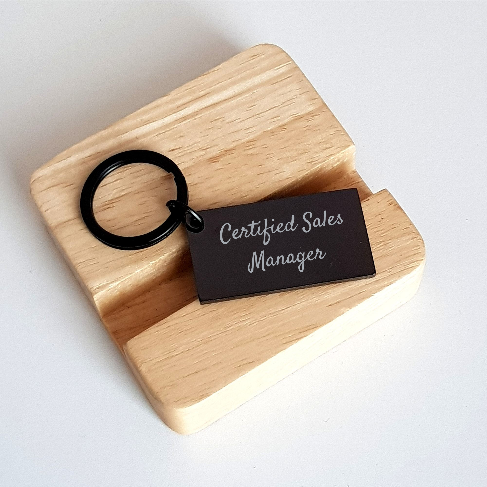 Funny Sales Manager Gifts Keychain, 'Certified Sales Manager' Engraved Black Stainless Steel Keychain, Gifts from Family to Sales Manager, Father's Day Unique Gifts - Image 2