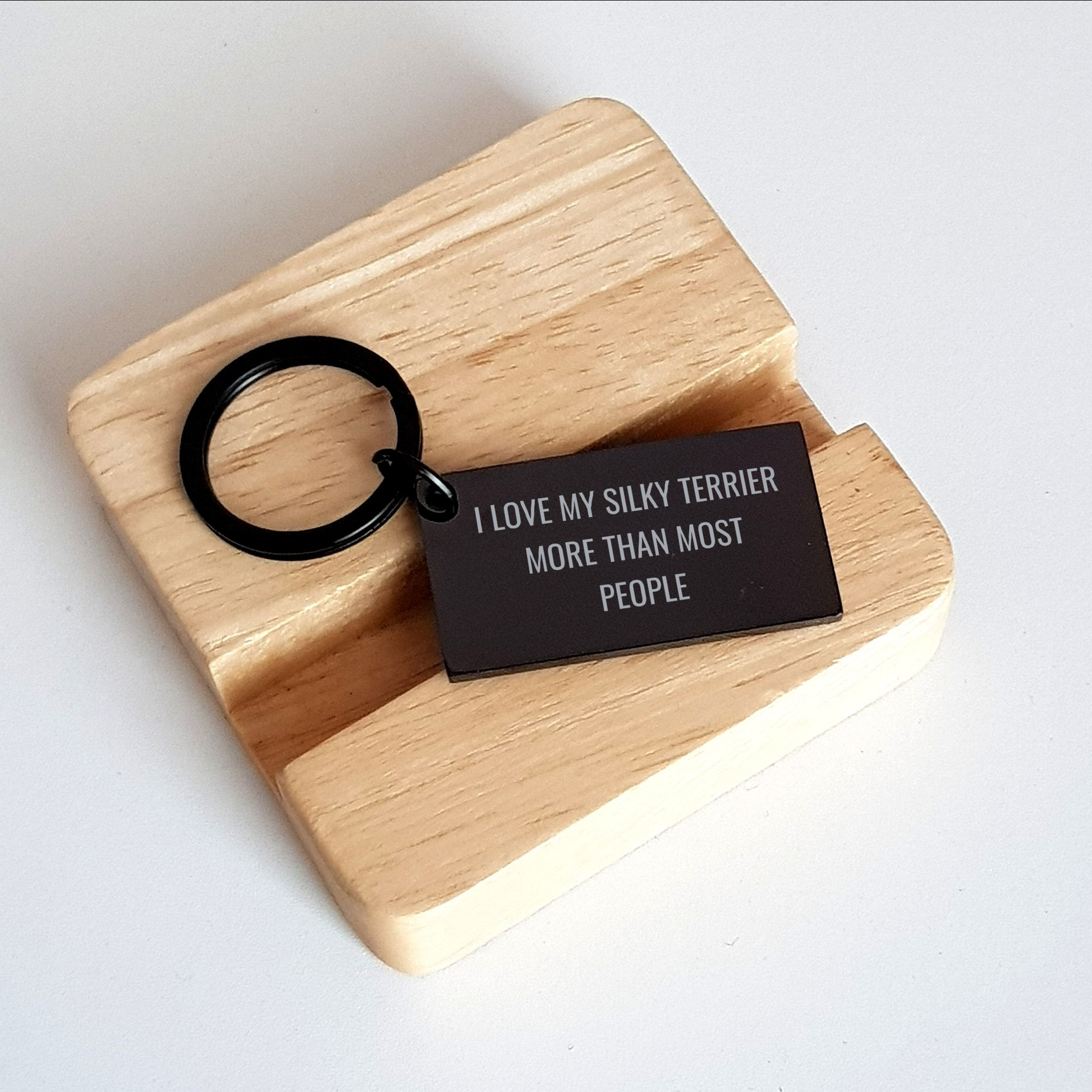 Silky Terrier Dog Lovers Keychain, Funny Quote Gifts from Friends to Family, Unique Father's Day Keychain for Men, 'I Love My Silky Terrier More Than Most People' - Image 2