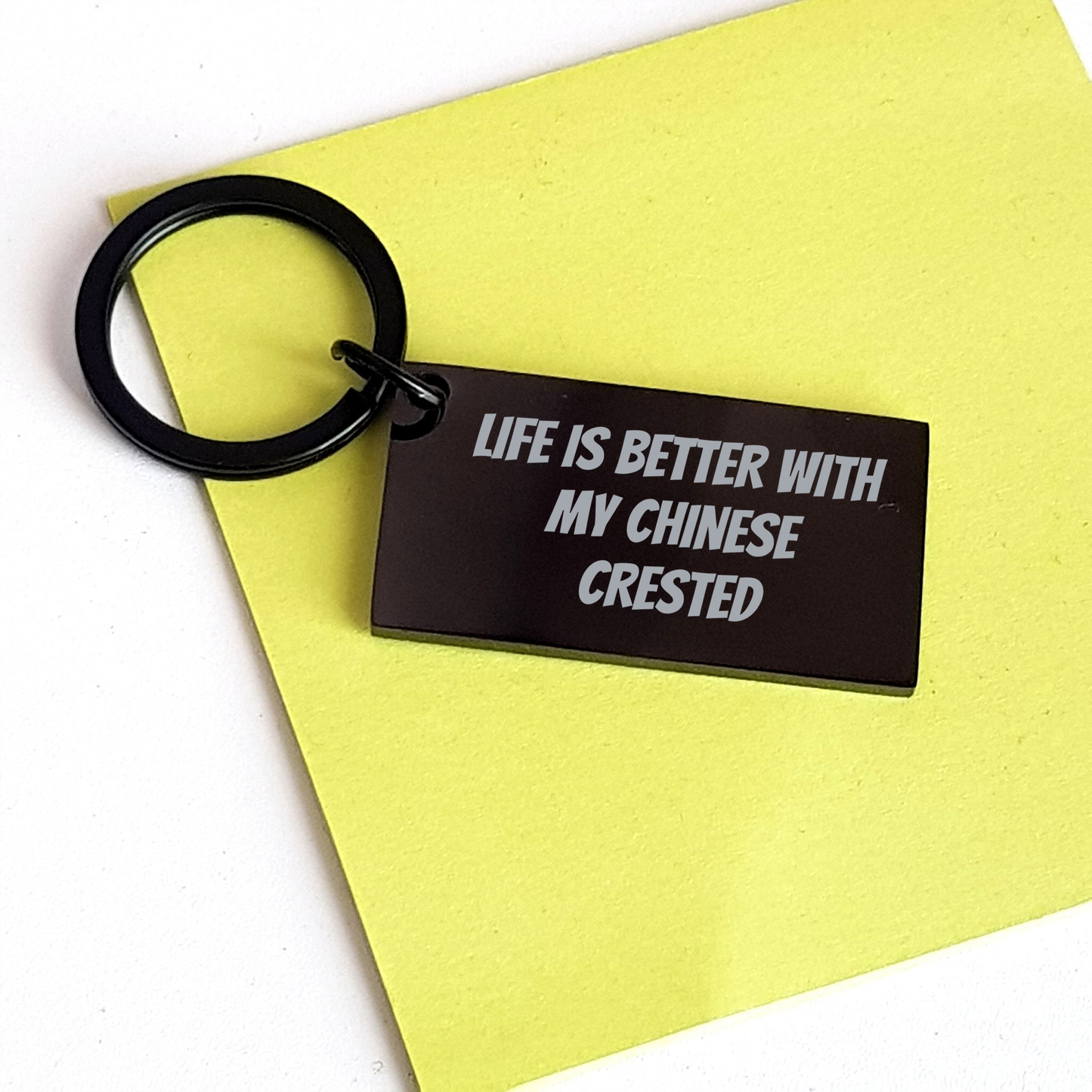 Chinese Crested Dog Lovers Gift Keychain, Engraved Keychain for Men, Funny Quote Keychain, Father's Day Unique Gift for Chinese Crested Dog Owner, Gifts from Men, Gifts for Chinese Crested Dog - Victory Thru Vision 