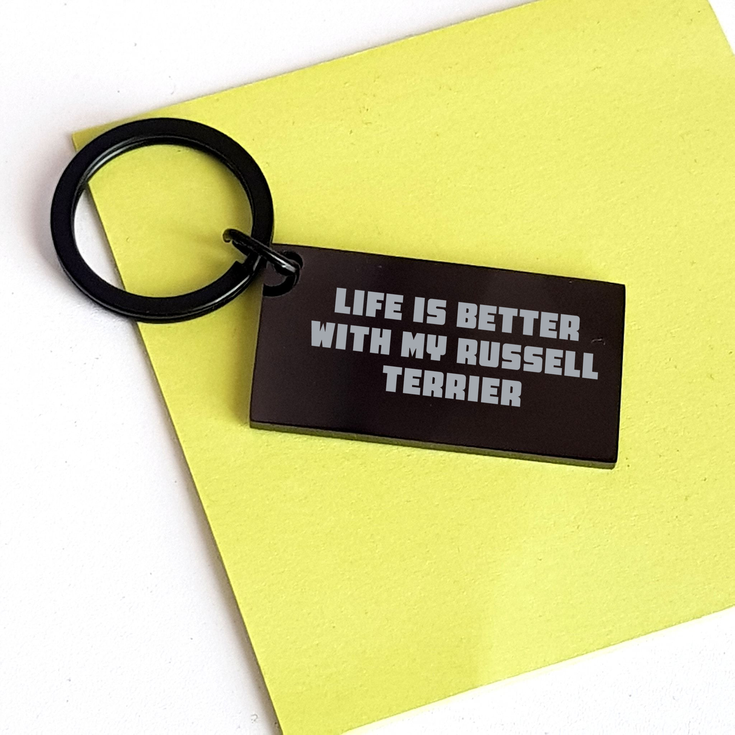 Funny Russell Terrier Dog Keychain Gifts for Men from Family - 'Life Is Better With My Russell Terrier Dog' Keychain, Unique Father's Day Unique Gifts - Victory Thru Vision 