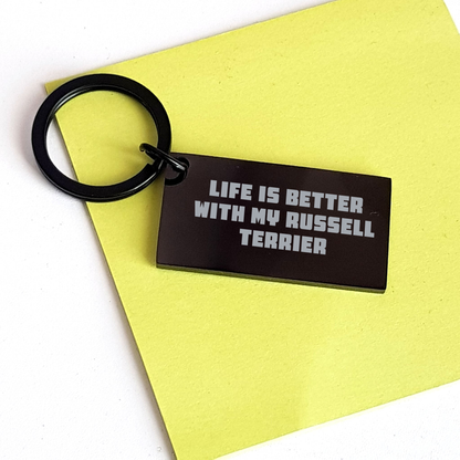 Funny Russell Terrier Dog Keychain Gifts for Men from Family - 'Life Is Better With My Russell Terrier Dog' Keychain, Unique Father's Day Unique Gifts - Victory Thru Vision 