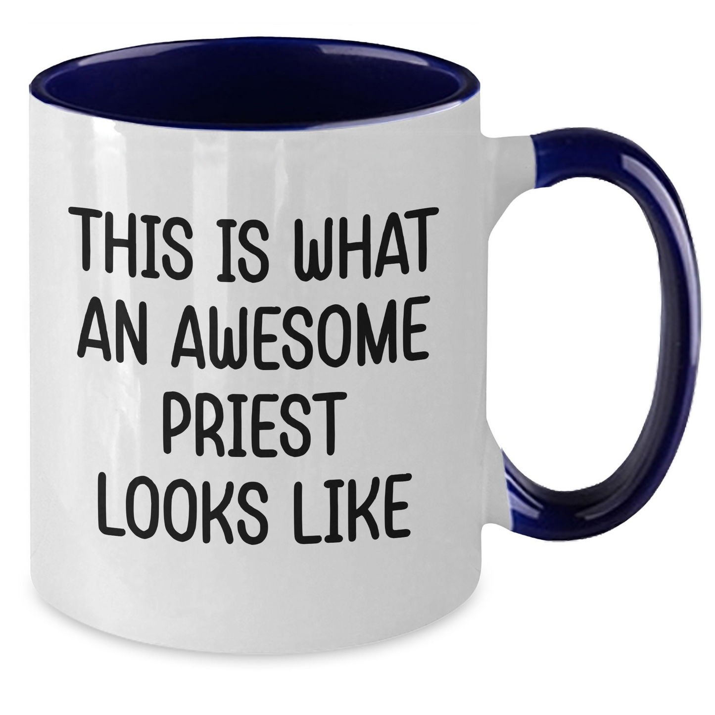 Funny Priest Gifts - Two Tone Coffee Mug for Father's Day - This Is What An Awesome Priest Looks Like, Gifts from Men to Priest - Victory Thru Vision 