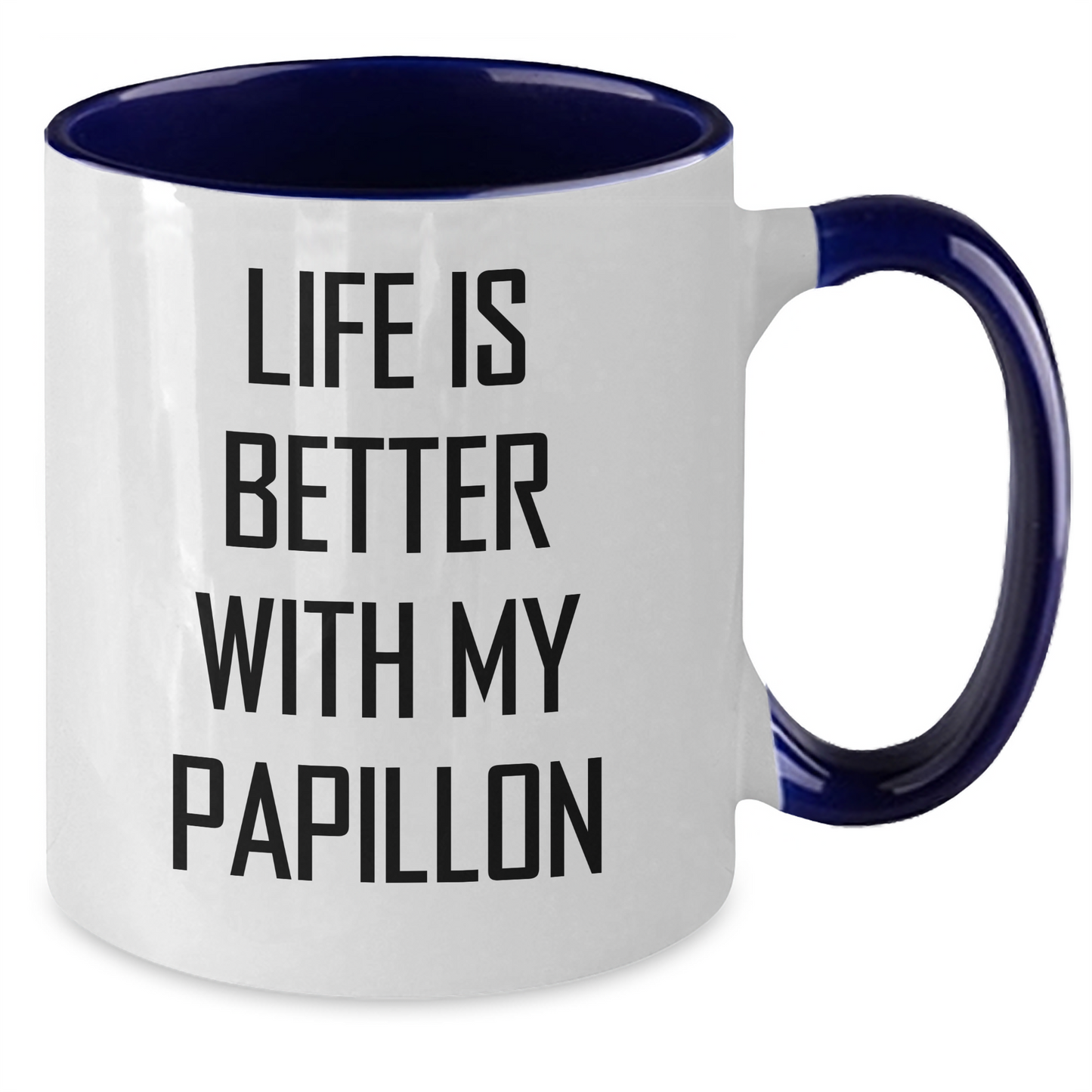 Funny Papillon Dog Lover Gifts from Mom to Dad on Father's Day - Two Tone Coffee Mug - Victory Thru Vision 