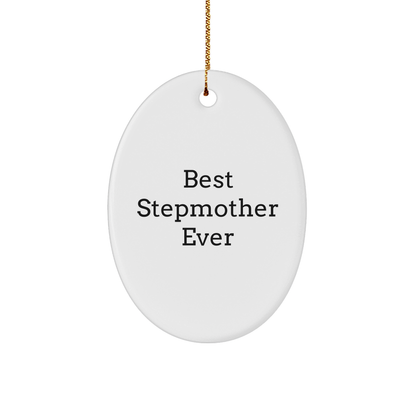 Stepmother Gifts for Christmas - 'Best Stepmother Ever' Oval Ornament with Gold Cord - Gifts from Family to Stepmother - Image 1