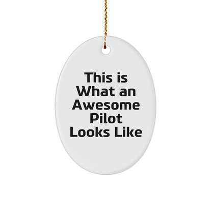 Funny Pilot Gifts for Women from Friends and Family - This Is What An Awesome Pilot Looks Like Oval Ornament for Christmas - Victory Thru Vision 