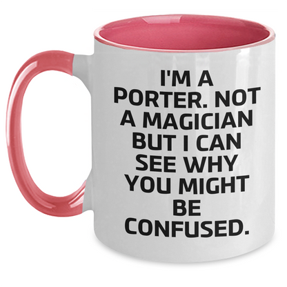 Porter Humorous Quote Two Tone Coffee Mugs, Gifts from Friends and Family for Him, Father's Day Unique Gifts - Victory Thru Vision 