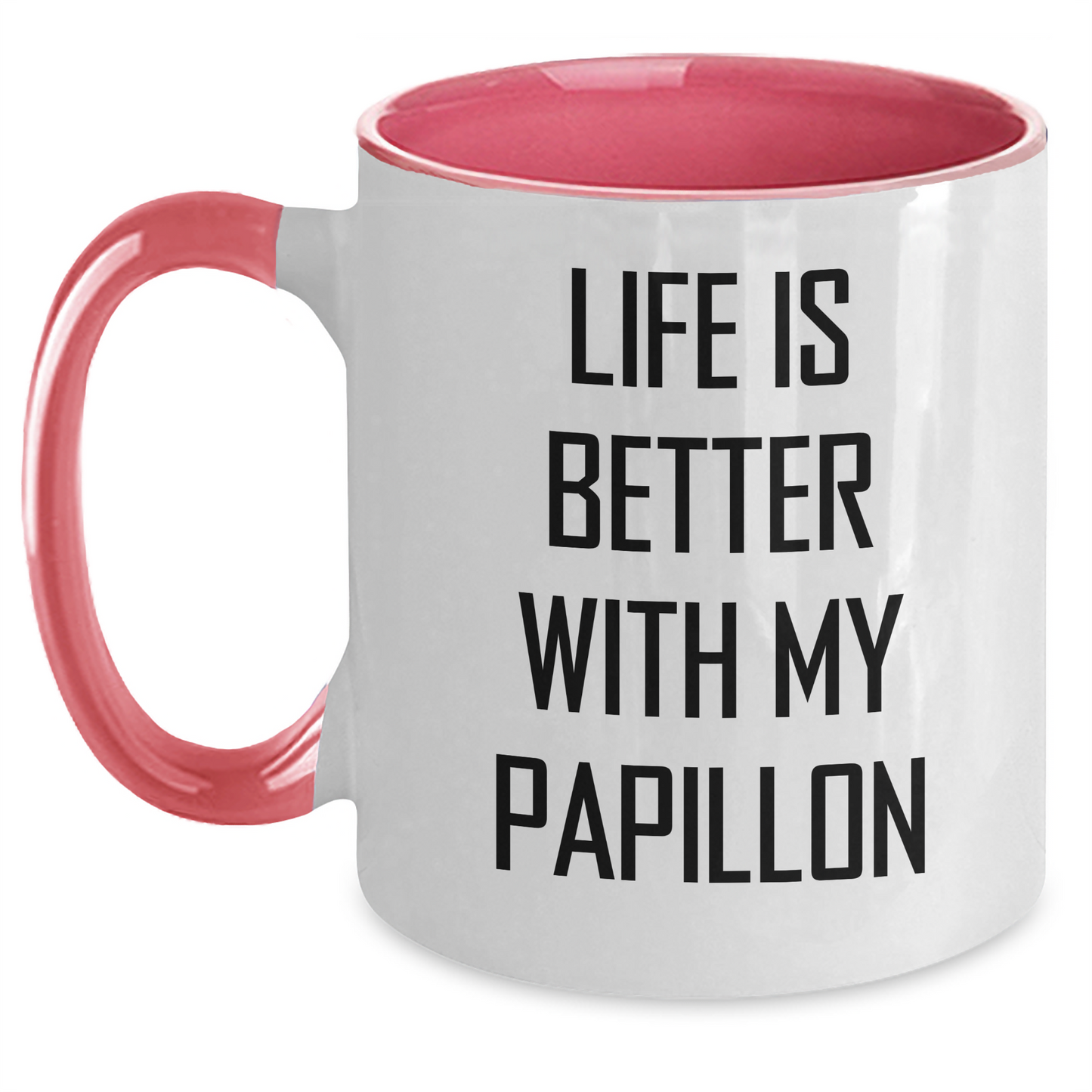 Funny Papillon Dog Lover Gifts from Mom to Dad on Father's Day - Two Tone Coffee Mug - Victory Thru Vision 