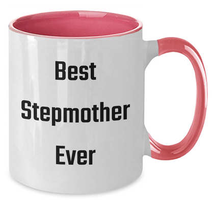 Funny Stepmother Gifts, Best Stepmother Ever, Two Tone Coffee Mugs for Her, Gifts from Family, Gifts for Stepmother, Mother's Day Unique Gifts - Victory Thru Vision 