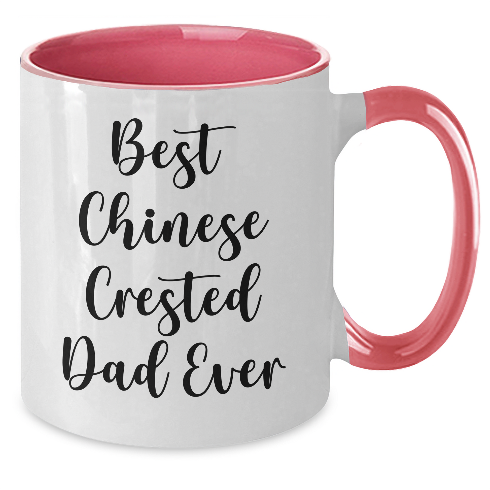Chinese Crested Dog Lovers Funny Two Tone Coffee Mug Gifts for Dad on Father's Day from Family - Victory Thru Vision 