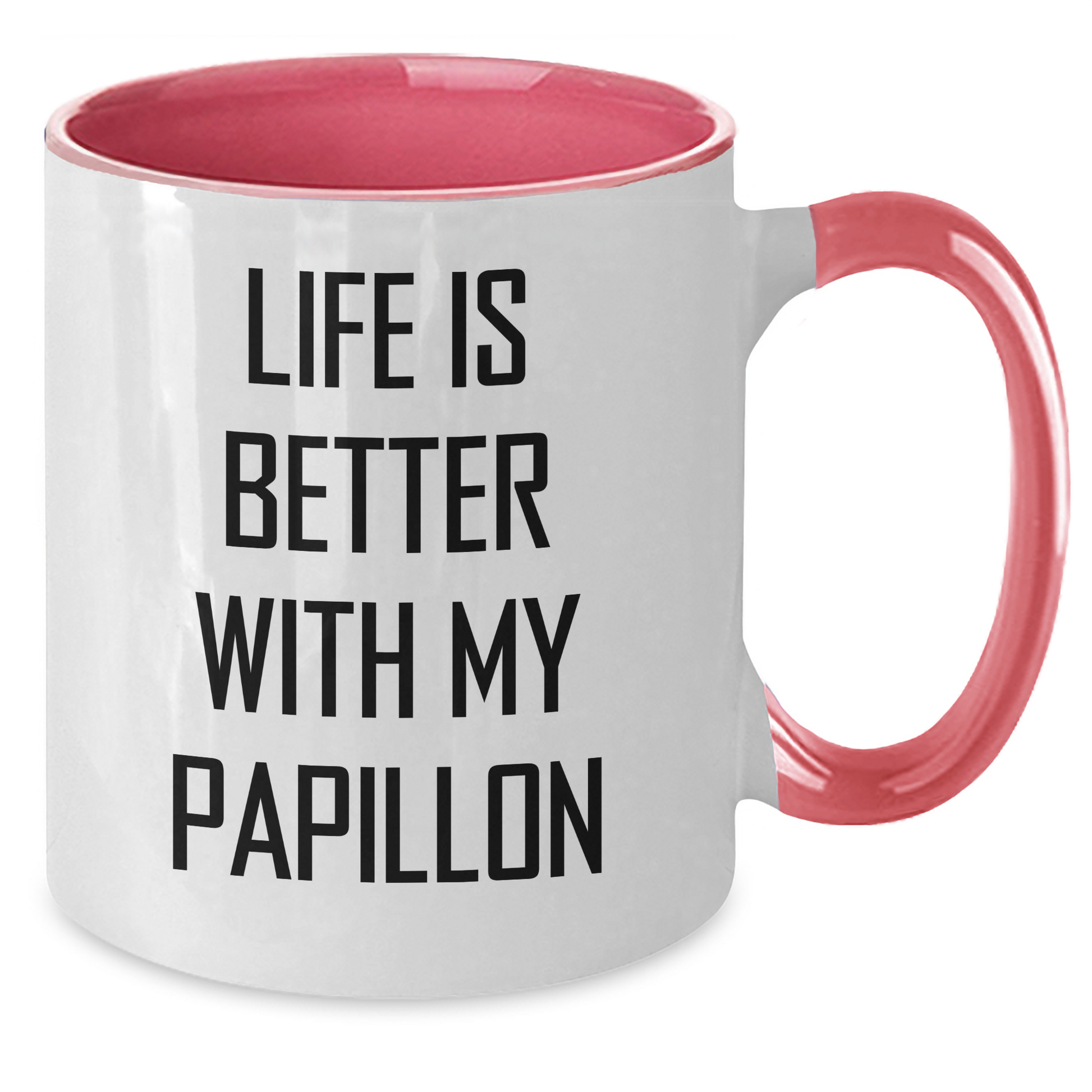 Funny Papillon Dog Lover Gifts from Mom to Dad on Father's Day - Two Tone Coffee Mug - Victory Thru Vision 