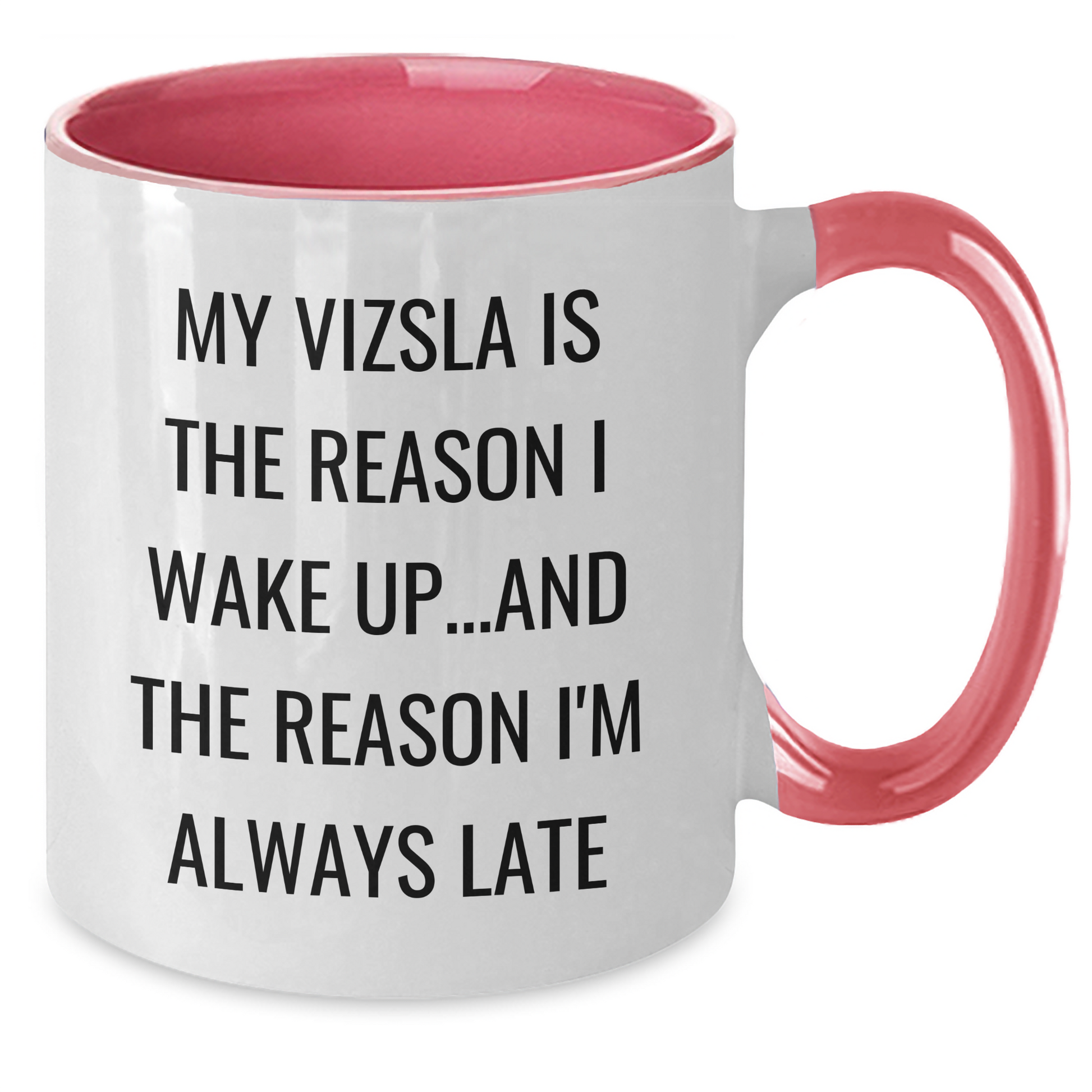 Vizsla Dog Lovers Funny Coffee Mug, Gifts from Family for Dad, Father's Day Unique Ideas, 'My Vizsla Is The Reason I Wake Up...and The Reason I'm Always Late' - Additional