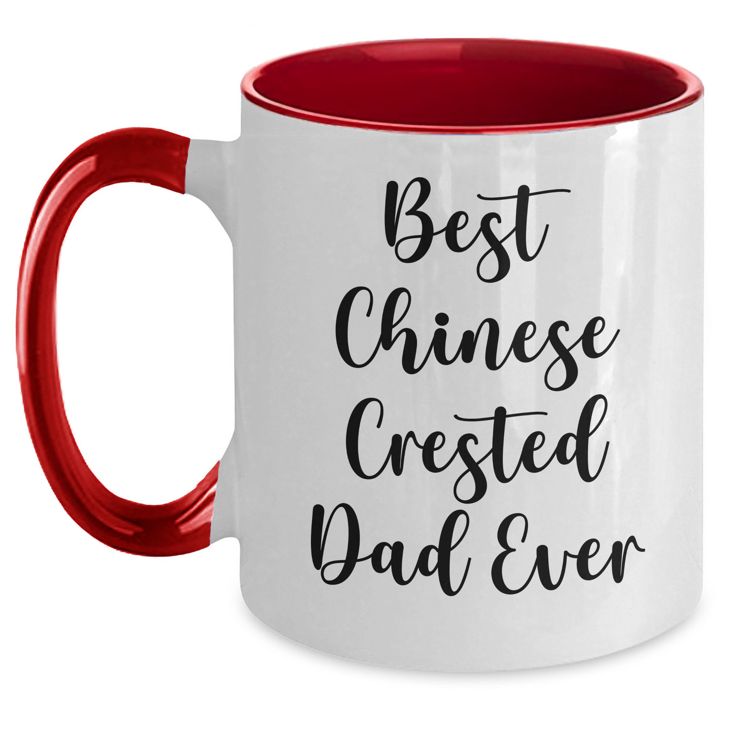 Chinese Crested Dog Lovers Funny Two Tone Coffee Mug Gifts for Dad on Father's Day from Family - Victory Thru Vision 