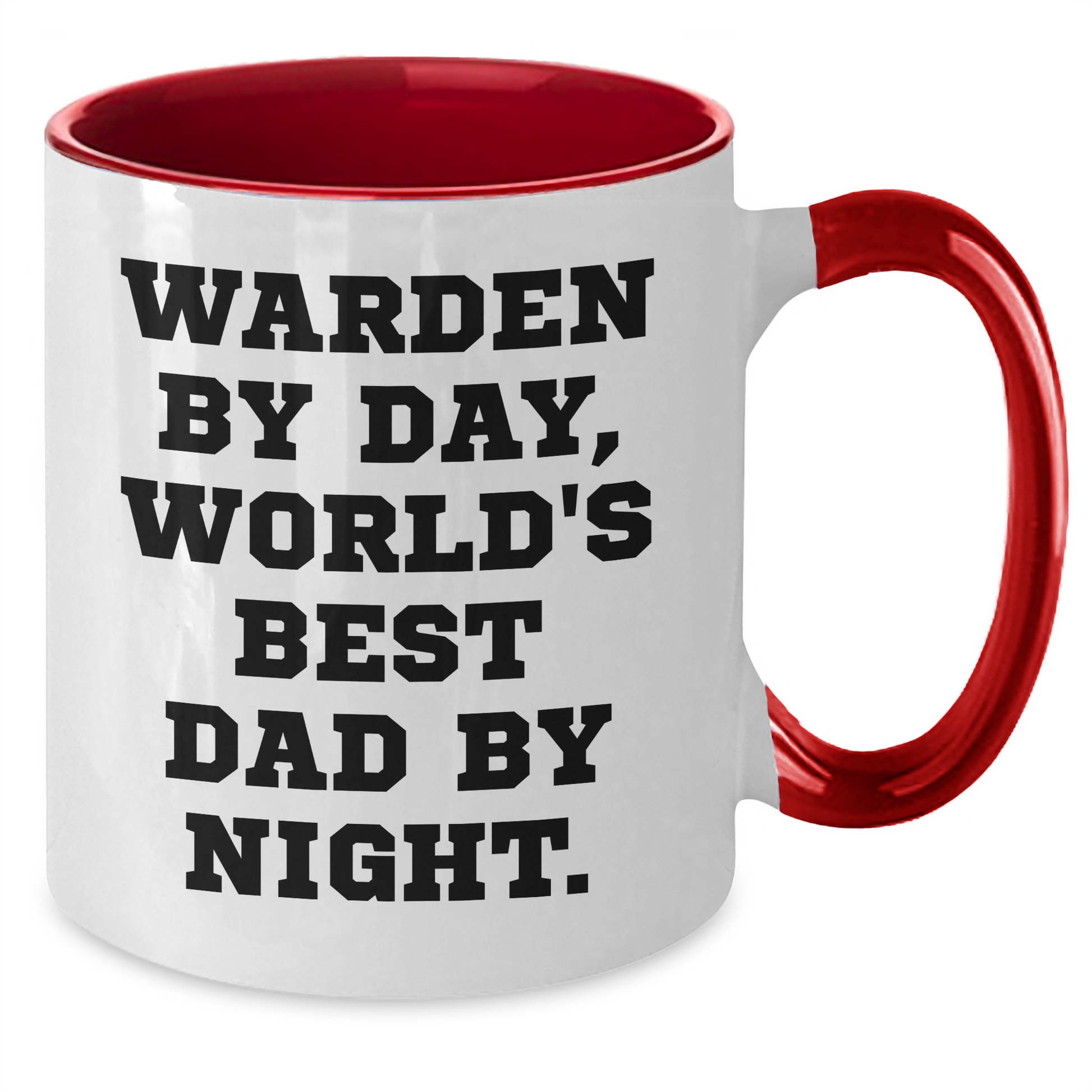 Warden By Day, Funny Two Tone Coffee Mugs Gifts for Men from Dad, Unique Father's Day Unique Gifts - Victory Thru Vision 