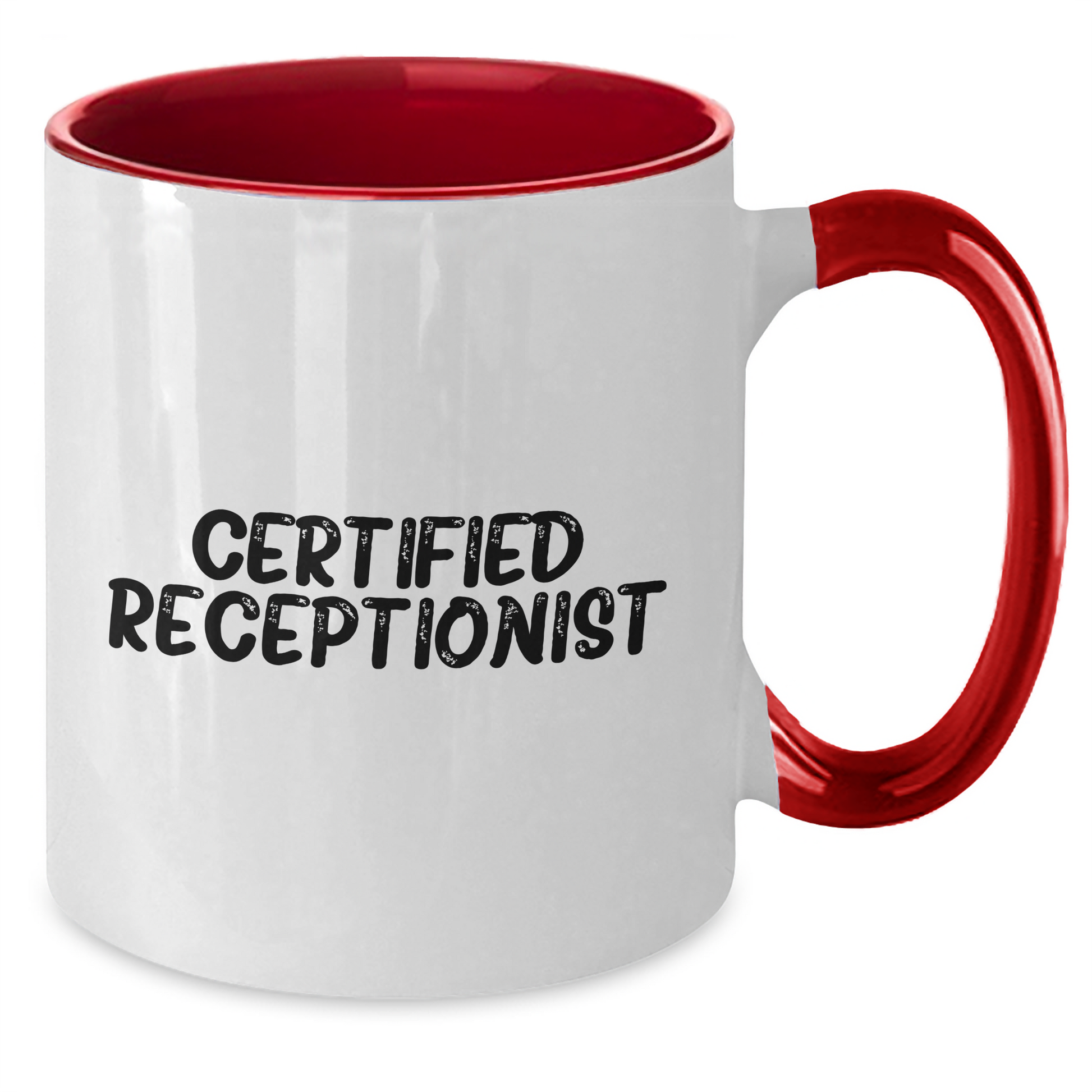 Funny Gifts from Friends and Family for Certified Receptionist, Two Tone Coffee Mug, Father's Day Unique Gifts - Victory Thru Vision 