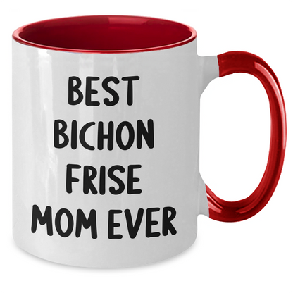Funny Bichon Frise Dog Mom Gifts from Dad to Men Best Ever Two Tone Coffee Mug, Father's Day Unique Gifts for Bichon Frise Dog Lovers - Victory Thru Vision 