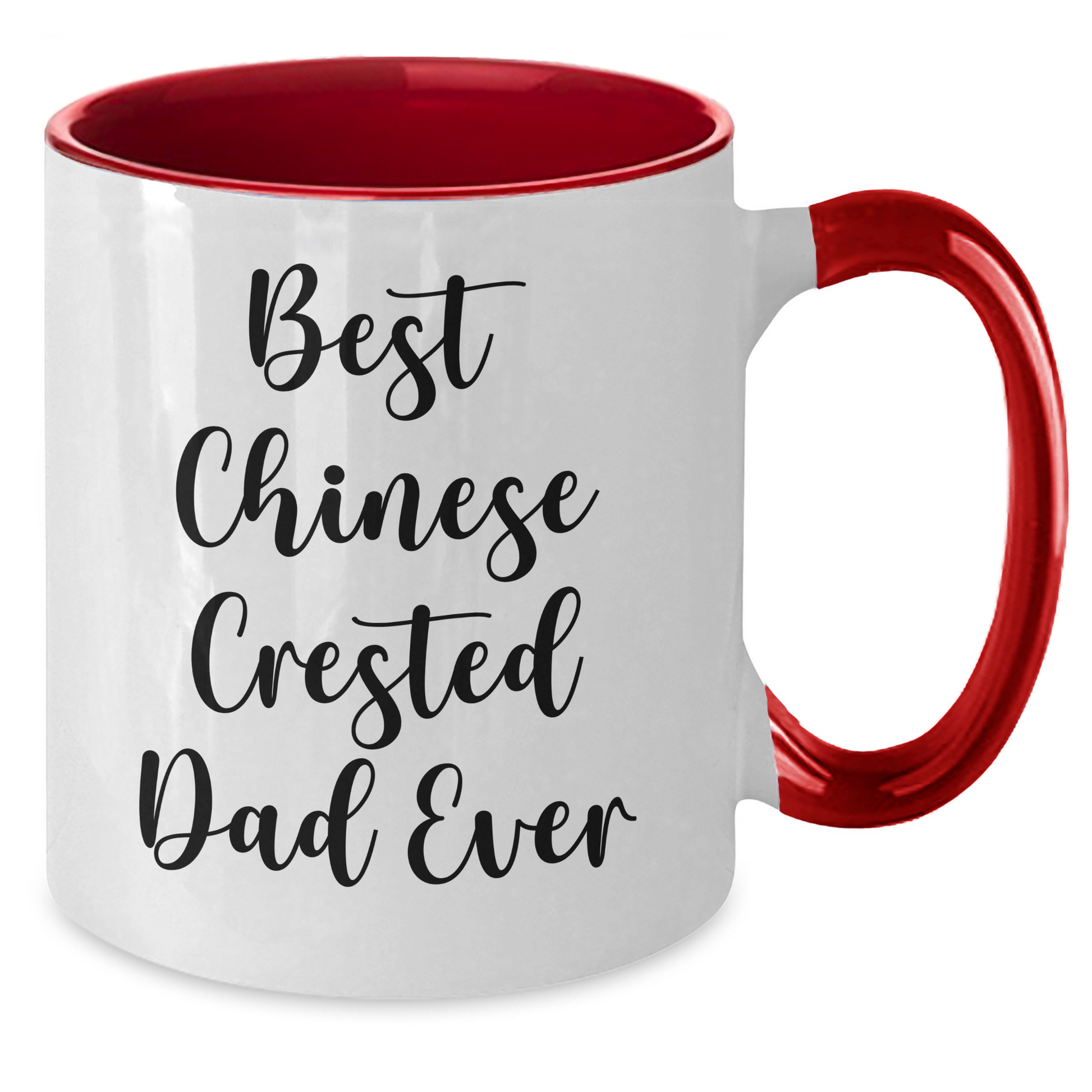 Chinese Crested Dog Lovers Funny Two Tone Coffee Mug Gifts for Dad on Father's Day from Family - Victory Thru Vision 