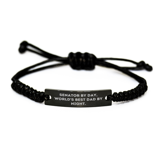 Senator Gifts from Men - Rope Bracelet with Funny Quote 'Senator By Day, World's Best Dad By Night.' for Mother's Day Unique Gifts - Victory Thru Vision 