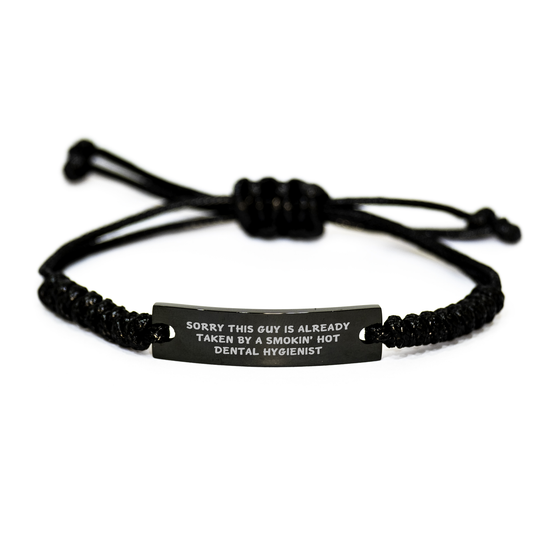 Dental Hygienist Gifts for Men from Sorry This Guy Is Already Taken By A Smokin' Hot Dental Hygienist - Adjustable Rope Bracelet for Father's Day - Image 1