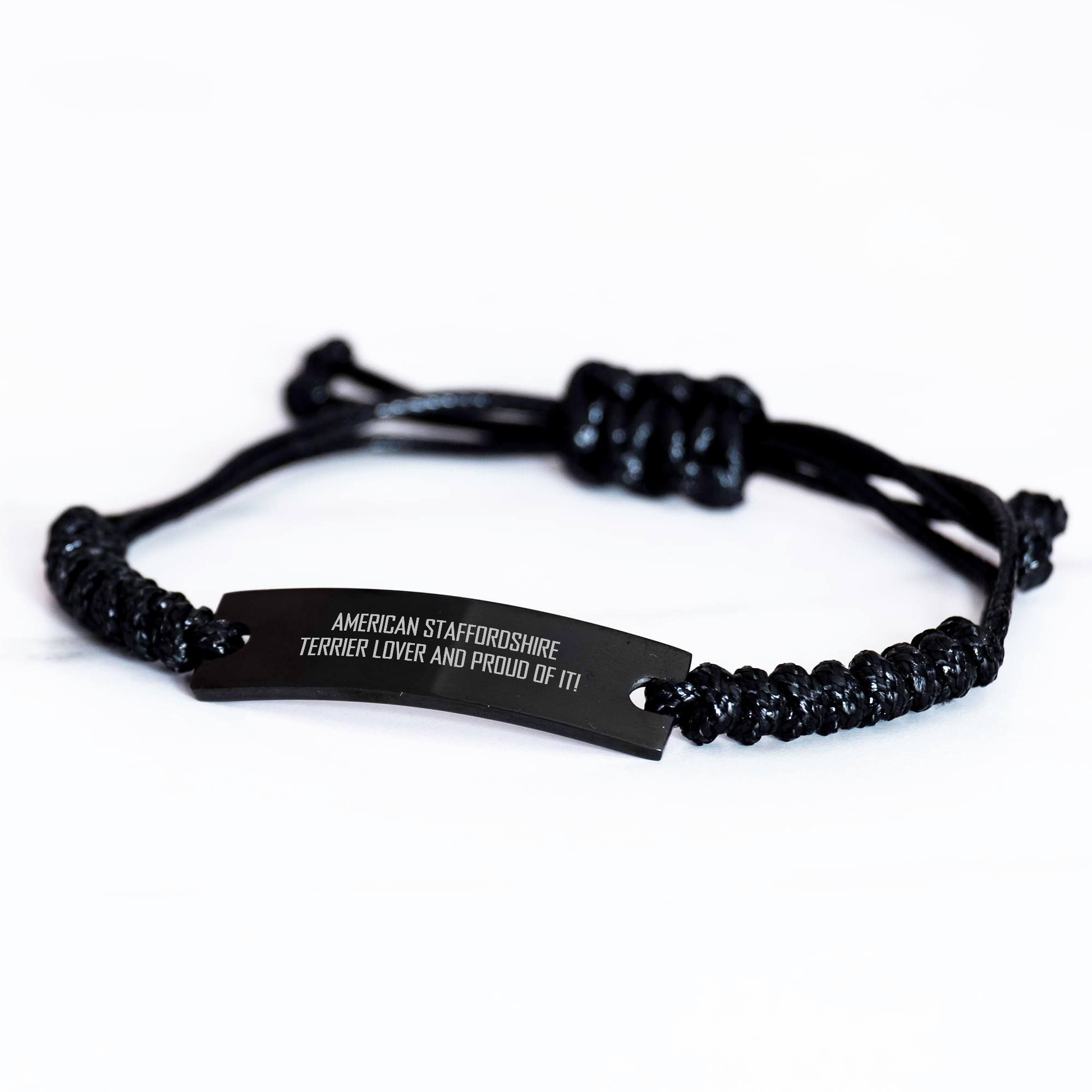 American Staffordshire Terrier Dog Lover Gifts, Father's Day Unique Rope Bracelets with Quote 'American Staffordshire Terrier Lover And Proud Of It!' from Men to Family - Image 2