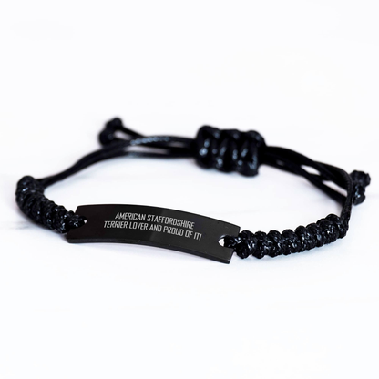 American Staffordshire Terrier Dog Lover Gifts, Father's Day Unique Rope Bracelets with Quote 'American Staffordshire Terrier Lover And Proud Of It!' from Men to Family - Image 2