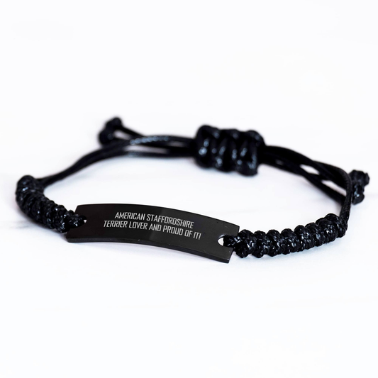American Staffordshire Terrier Dog Lover Gifts, Father's Day Unique Rope Bracelets with Quote 'American Staffordshire Terrier Lover And Proud Of It!' from Men to Family - Image 2