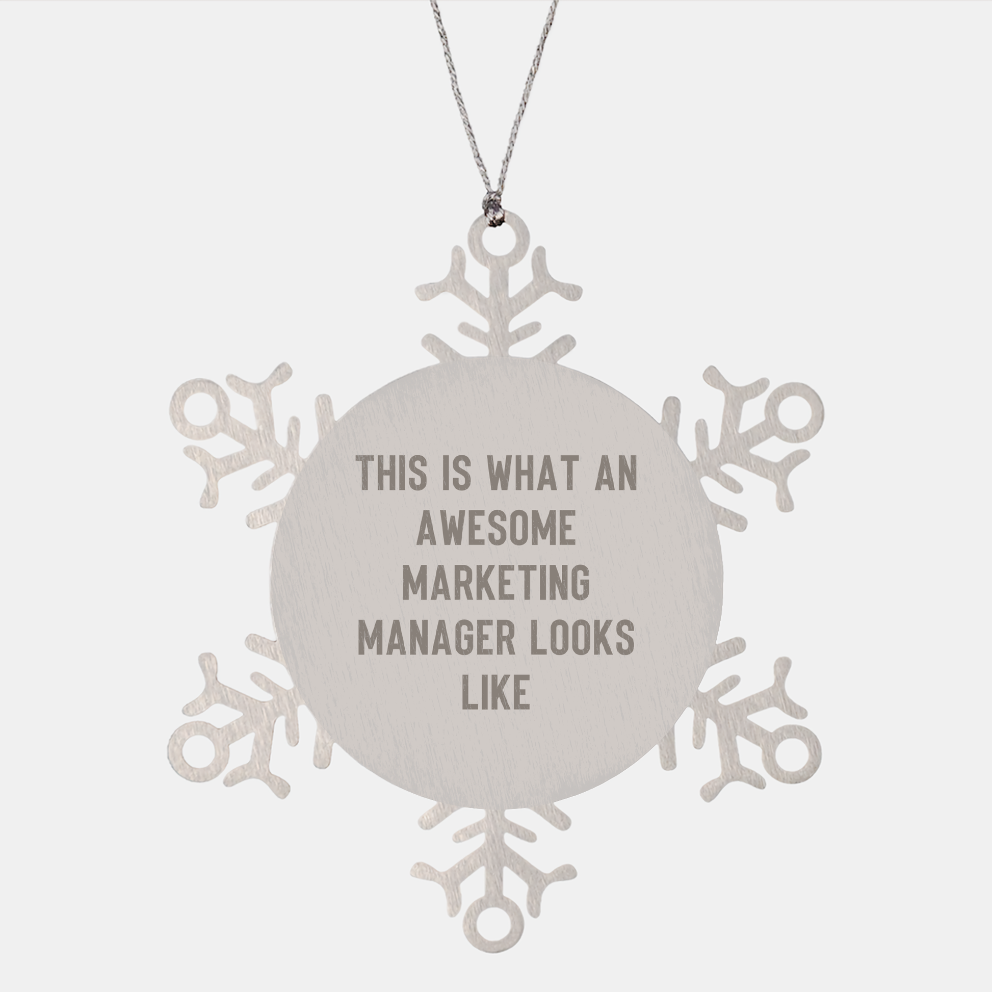Marketing Manager Gifts, Funny Snowflake Ornament, 'This Is What An Awesome Marketing Manager Looks Like', Christmas Unique Gifts from Friends to Marketing Manager - Image 1