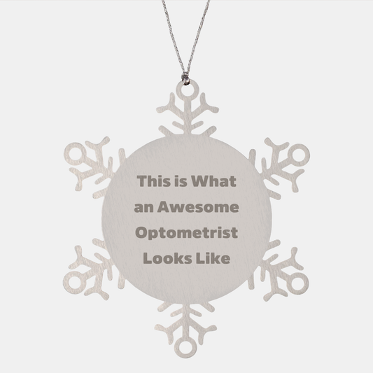 Optometrist Gifts from Friends, Snowflake Ornament for Men, 'This Is What An Awesome Optometrist Looks Like', Unique Christmas Unique Gifts - Image 1