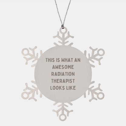 Radiation Therapist Gifts, Snowflake Ornament, Christmas Unique Presents for Men, Women, Coworkers, Family - 'This Is What An Awesome Radiation Therapist Looks Like' Quote - Victory Thru Vision 