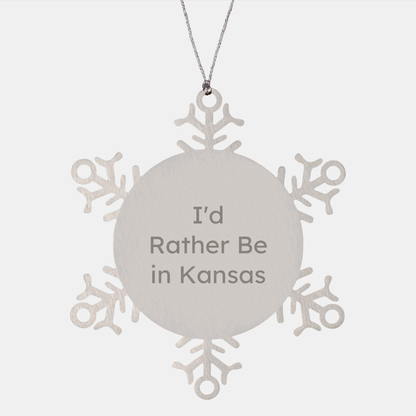 Funny Kansas Snowflake Ornament Gifts from Friends and Family, 'I'd Rather Be In Kansas' Christmas Ornament - Victory Thru Vision 